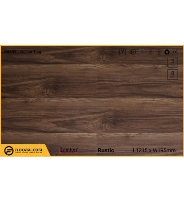 Sàn gỗ Lamton D8809 Walnut Taupe 8mm - AC3